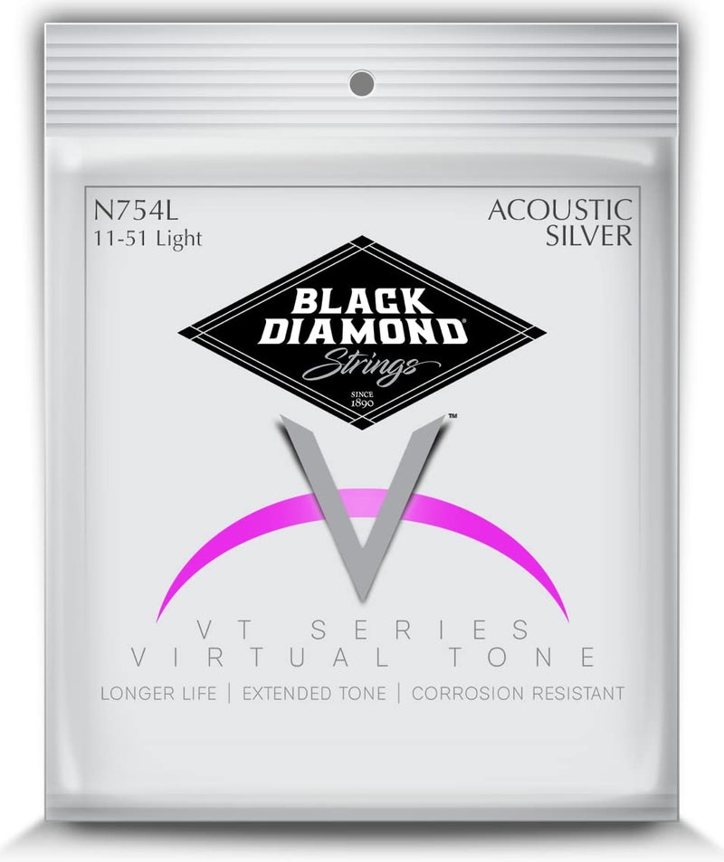 Black Diamond أوتار الماس الأسود® N754L أكوستيك فضية ملفوفة خفيفة .011P.014P.025S.031S.040S.051S - Image 1